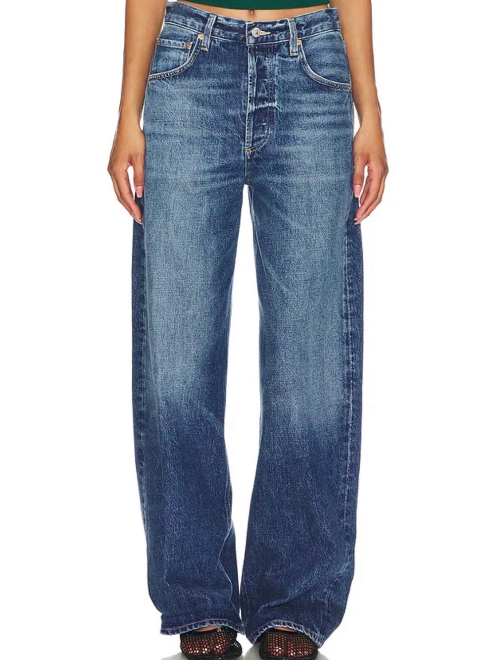 Wide Leg Women's Jeans in Denim Blue